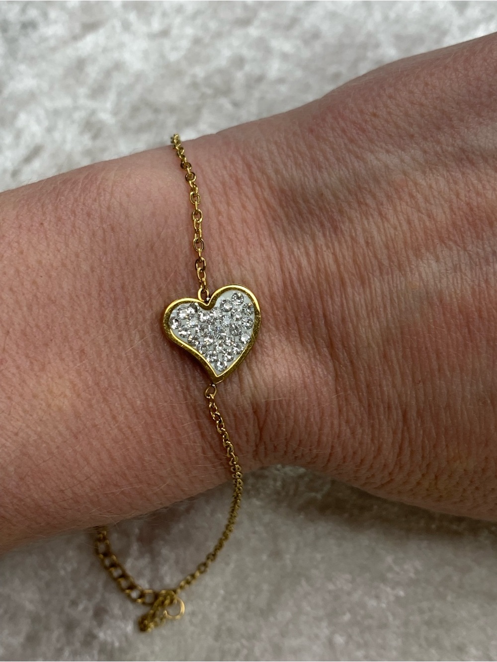 NWOT 18KGold layered/bonded CZ Heart l necklace/bracelet & earring set - Picture 7 of 16